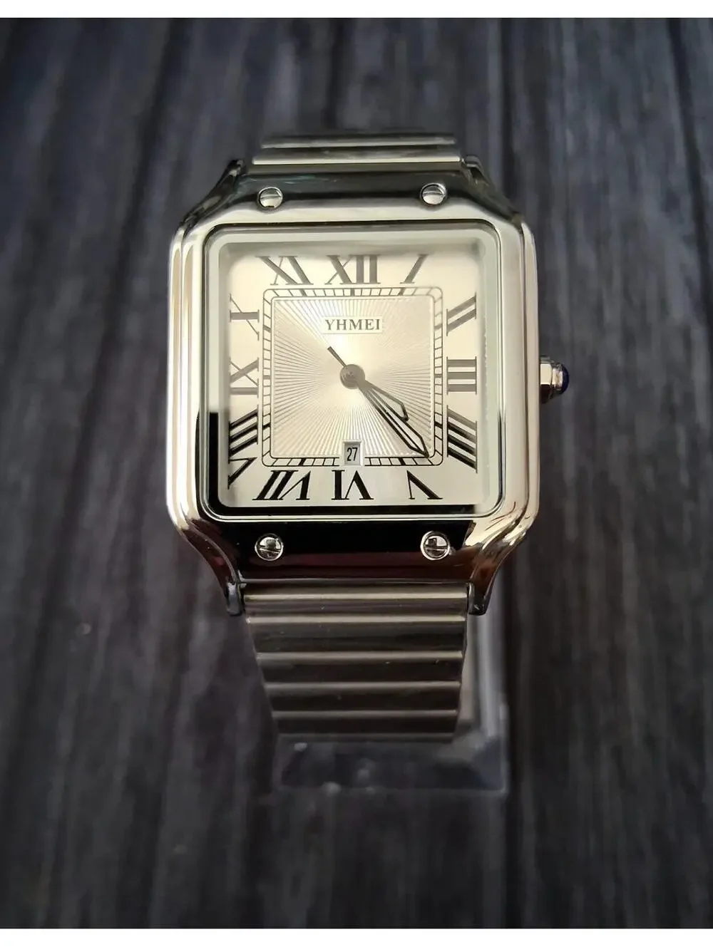 Vintage Inspired Square Milano‎ Mens Silver Roman Dial Watch